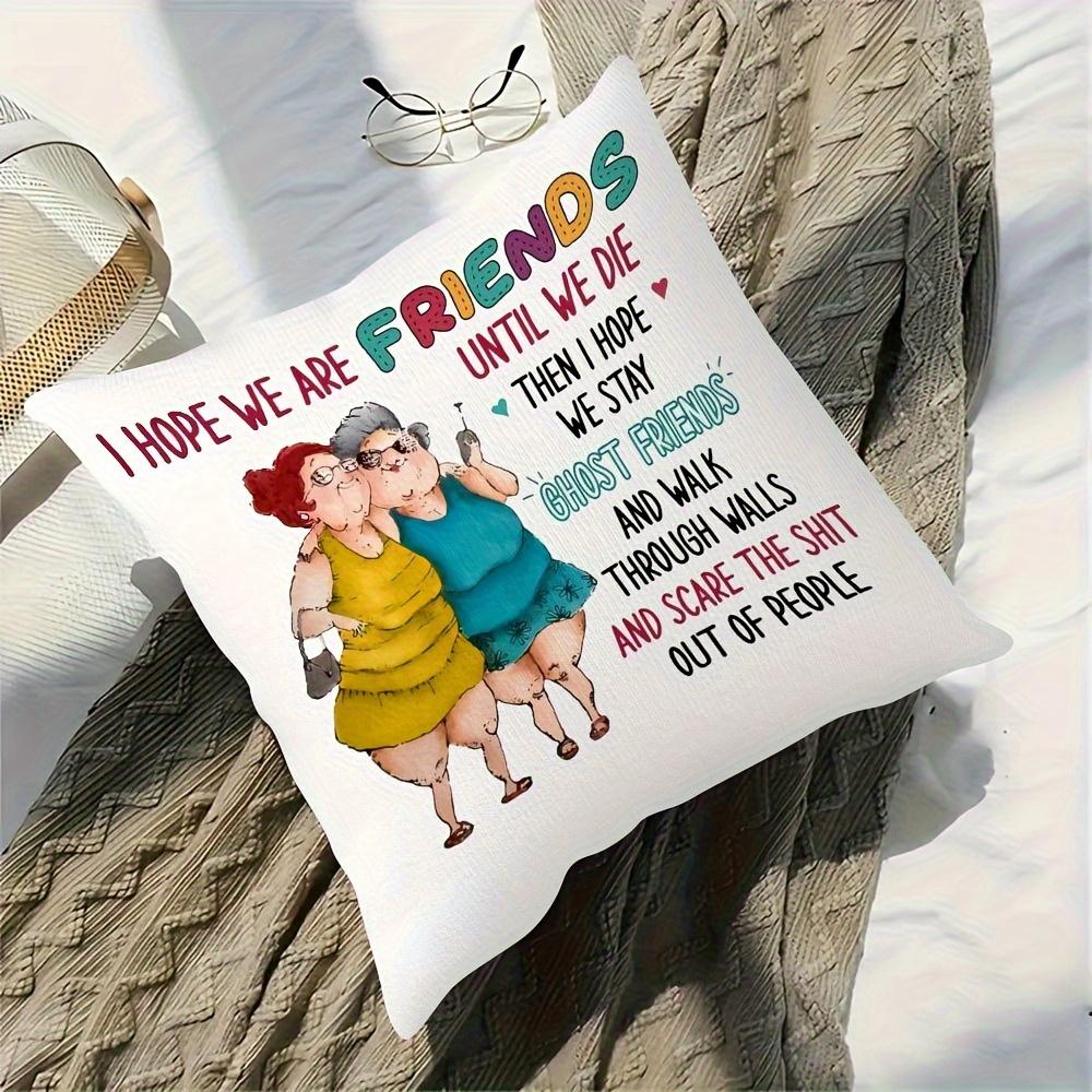 1Pc Contemporary "Friend" Sofa Living Room Bedroom Bed Holiday Decorative Cushion Cover, 18X 18 Inches Without Pillow Core