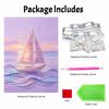 Rahmenloses Perlenmalerei DIY-Set Sonnenuntergang Segelboot auf See 3D Funkelndes Perlen Leinwand Entspannendes Kreatives Basteln für Kunstliebhaber