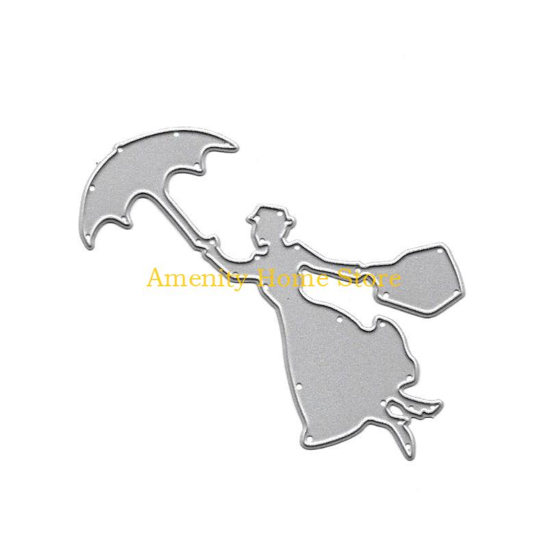 

F26C Umbrella Girl Metal Cutting Dies Stencil DIY Scrapbooking Album Stamp Paper Card серебряный