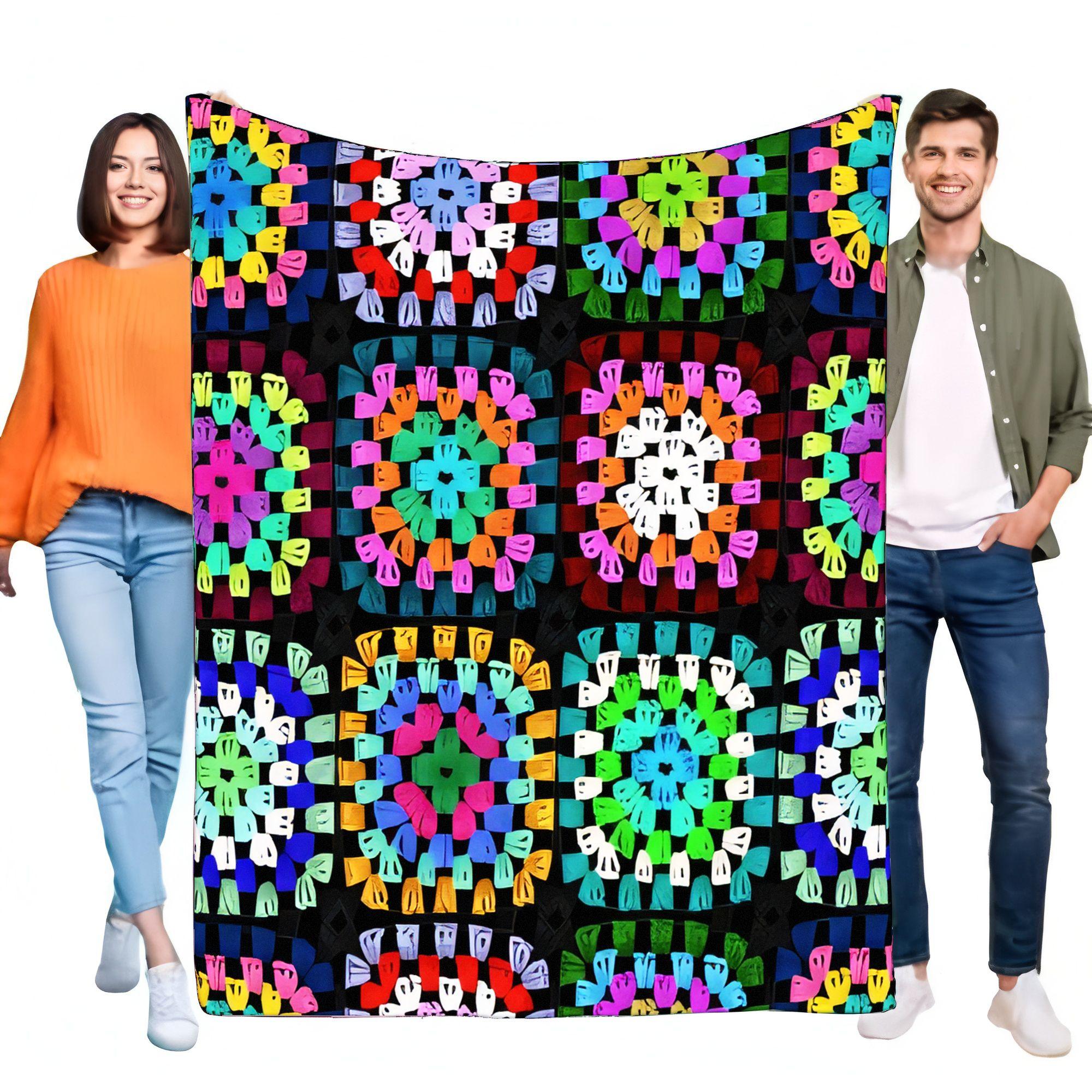 

Colorful Geometric Pattern Blanket Soft Cozy Throw for Bed and Sofa Lightweight Ideal Gift for Friends and Family Home Decor 75x90cm