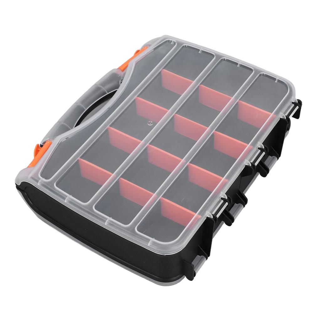 Double Side Parts Organizer with Removable Divider PVC Plastic Compartment Storage Box for