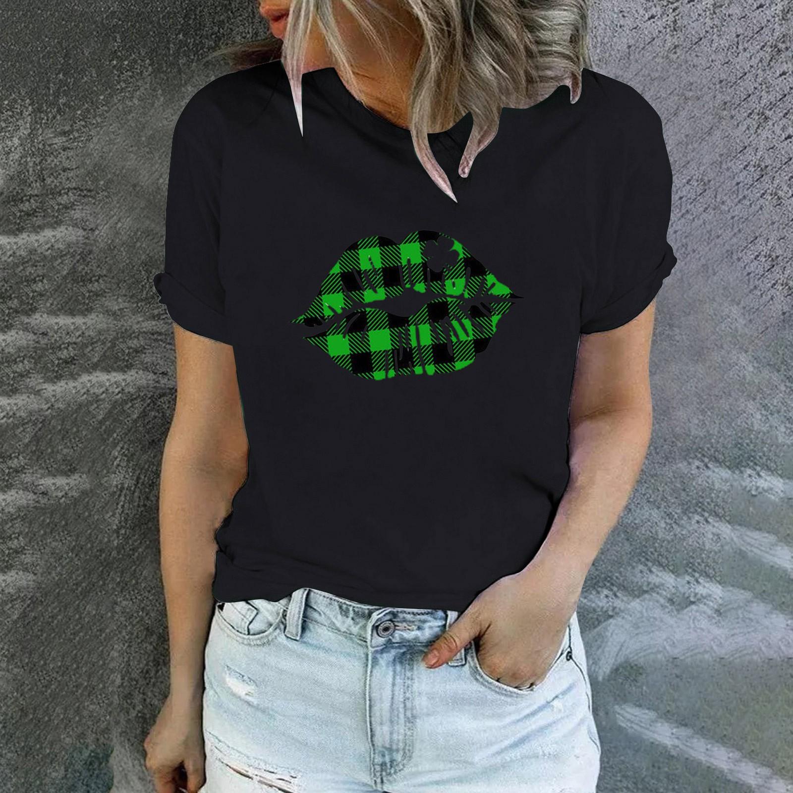 

Женская повседневная футболка с круглым вырезом и коротким рукавом с принтом ко Дню Святого Патрика, топы L чёрный