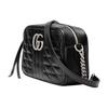 Gucci GG Marmont Series Logo Striped Chevron Quilted Leather Camera Bag Women Shoulder Bag Black 447632-UM8BN-1000