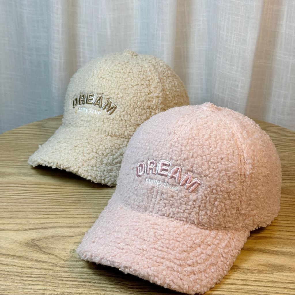 Autumn and Winter New Style Lamb Wool Embroidered Letter Baseball Hat for Women Outdoor Cold Proof and Warm Fashion Versatile Peaked Cap