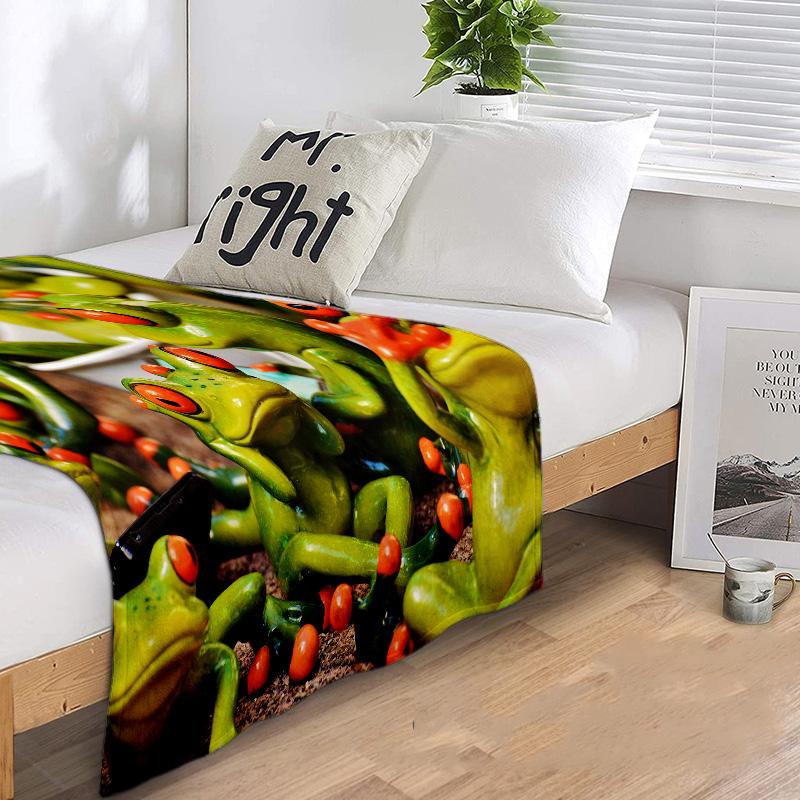 Frog Plush Blanket Suitable All Seasons Soft Comfortable Sofa Office Nap Travel Birthday Gift Christmas Present