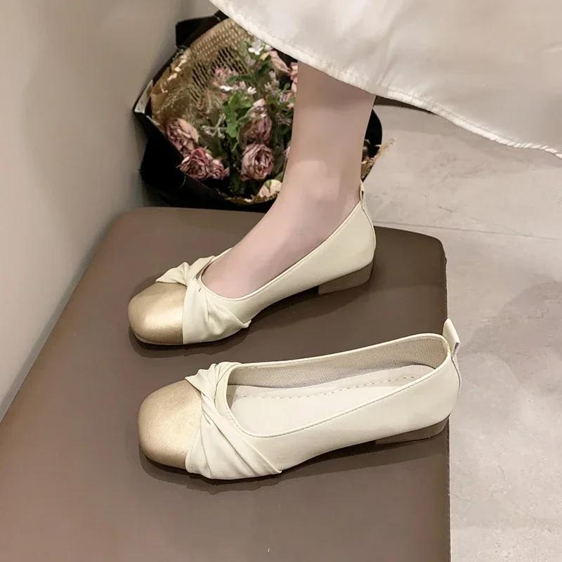 New Women Shoes 2024 High Quality Women's Flat Shoes Fashionable Low Heel Women's Shoe Square Toe Shallow Mouth Women's Shoes