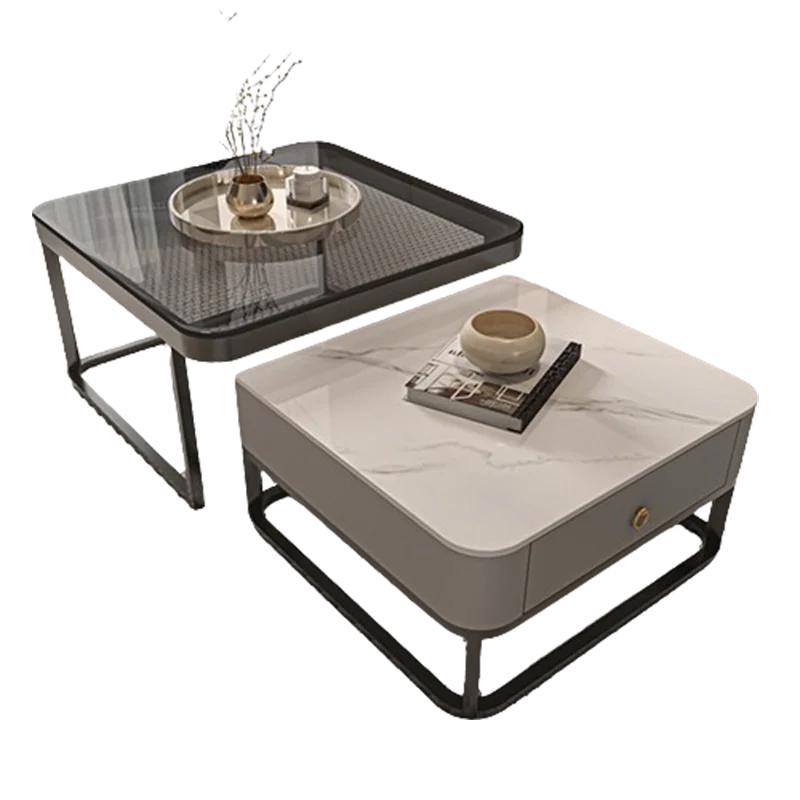 For Luxuriöser moderner Couchtisch mit Aufbewahrungsdesign, nordischer minimalistischer Couchtisch, einzigartige graue