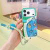 Cute Cartoon Fish Pool Phone Case For iPhone 15 16 17 Promax With Wrist Strap Lanyard Shockproof Green Blue Cover New Gift