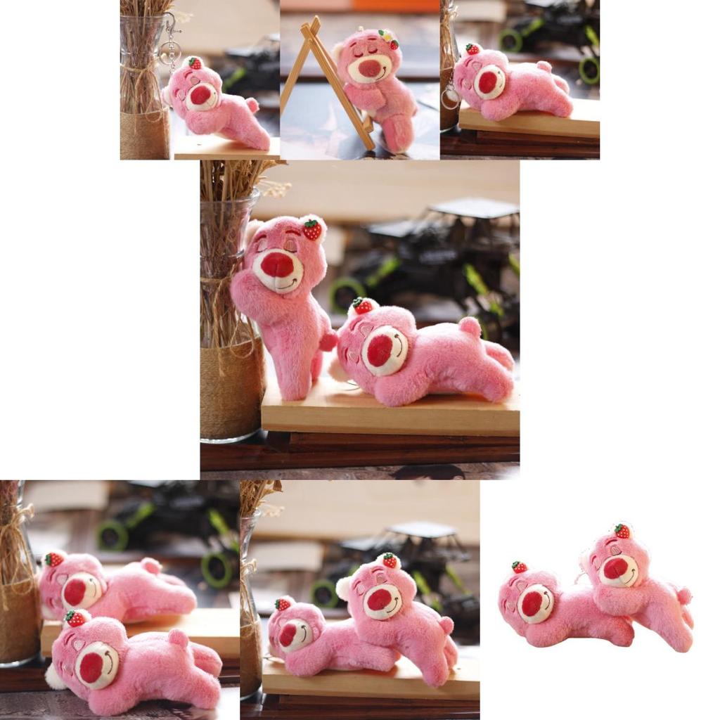 Adorable Pink Bear Plush Keychain Cute Stuffed Animal With Soft Short Plush