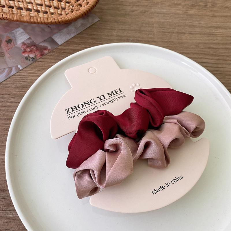 2Pcs Fashion Solid Color Satin Silk Hair Scrunchies Women Hair Bands Ties Gum French Ponytail Holder Female  Hair Accessories