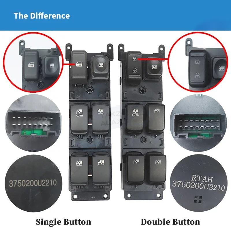 Electric Master Power Window Control Switch Glass Regulator Button for JAC SEI3 T5 T8 3750200U2210 3750030U2261 3750030U2260