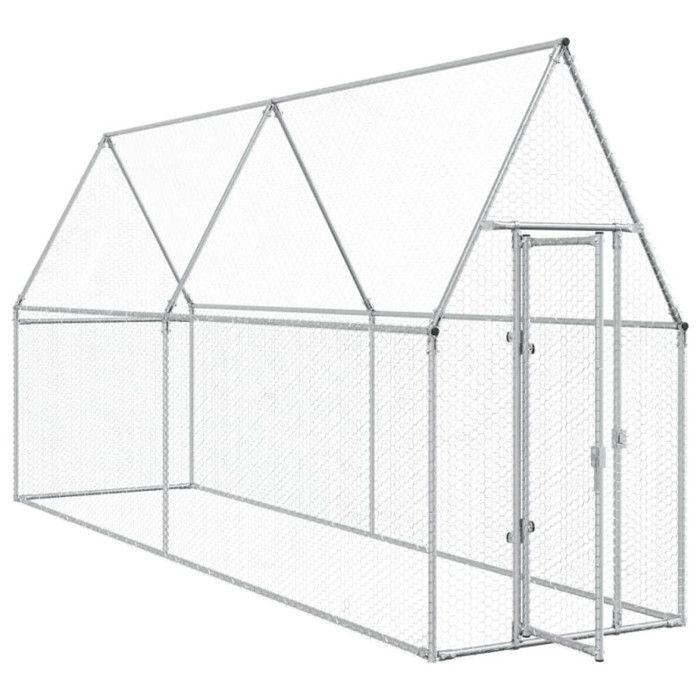 VidaXL Cage for Chickens Silver 400x100x190 Cm Galvanized Steel, Chicken Coop, Chicken Run, Chicken Coop with Run 172551