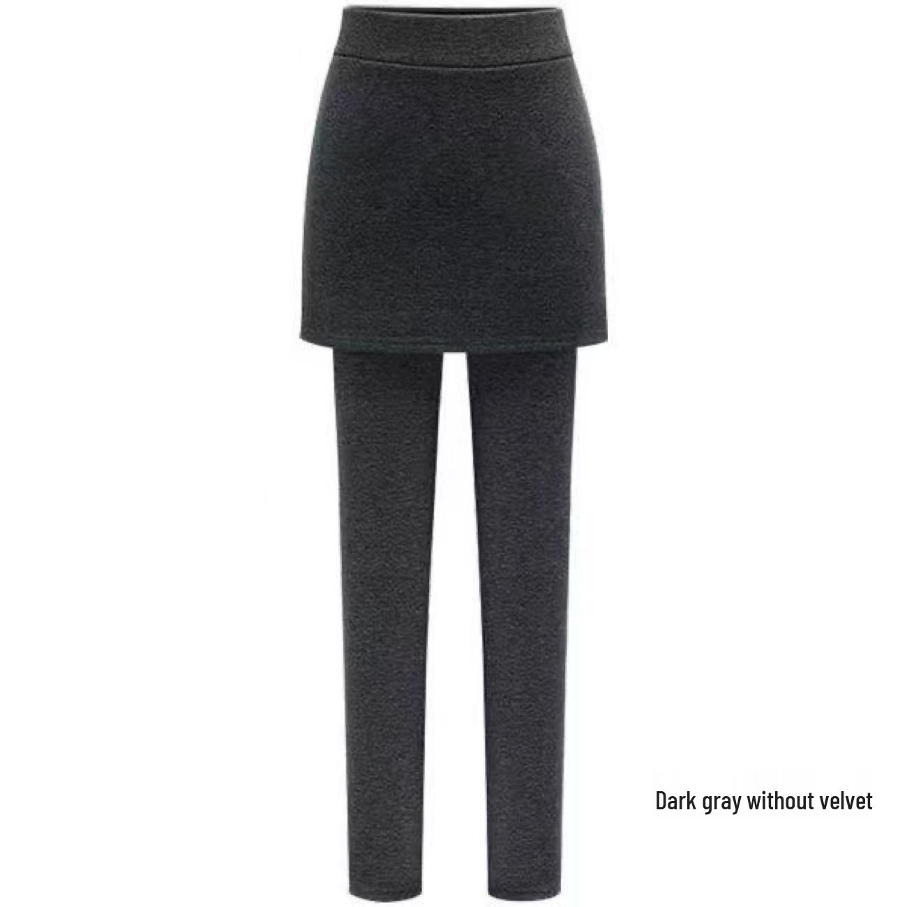 

New Petite Plus Size Fleece-Lined Umbrella Skirt-Pants for Women - Spring/Fall/Winter, Hip-Hugging, Faux Two-Piece Design 4XL (for 180-200 lbs)
