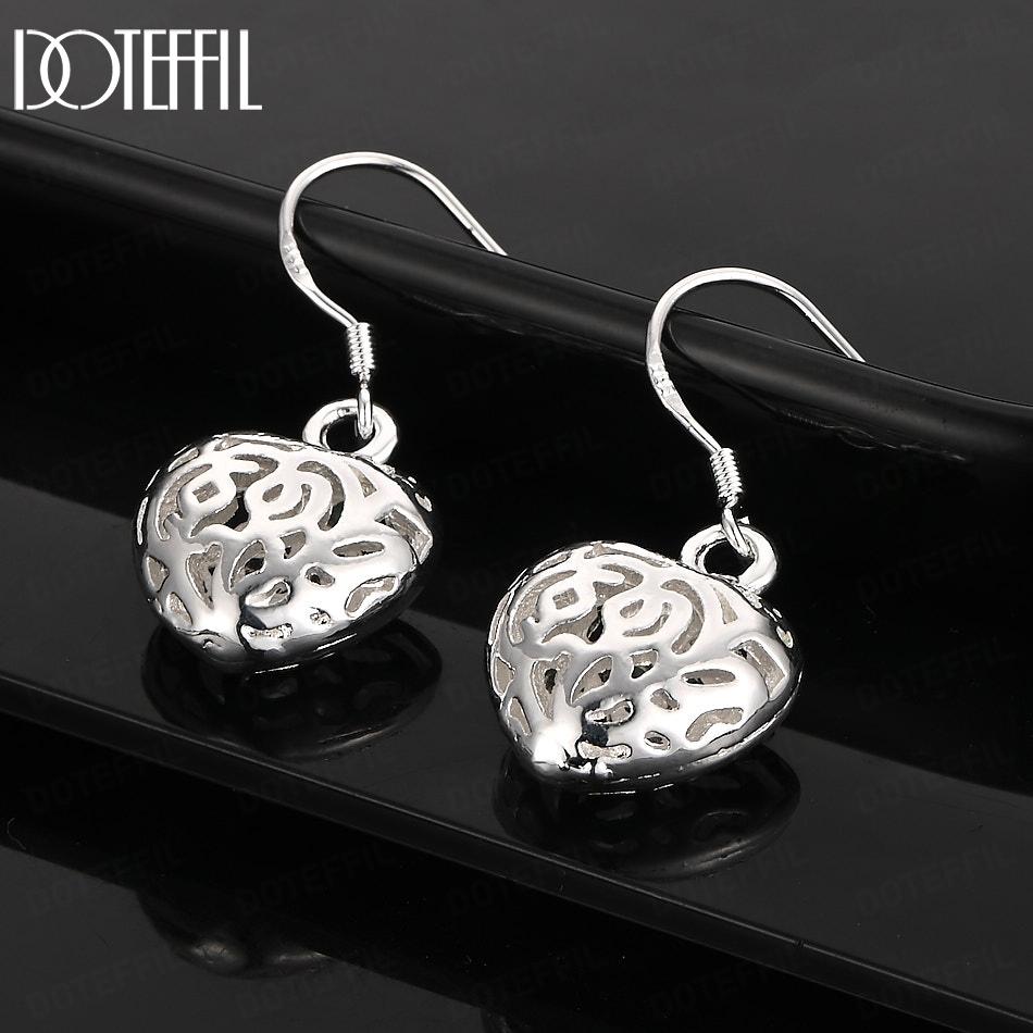 925 Sterling Silber Herzförmige Anhänger Ohrringe Fashiona Hochzeit Schmuck Geschenke