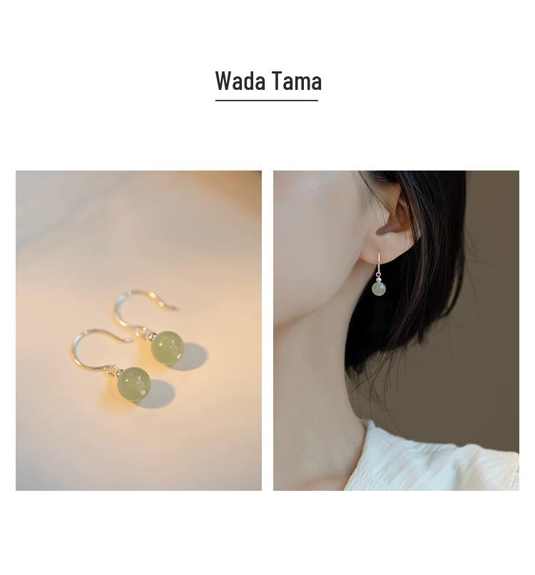 Hetian Jade and Red Agate Earrings - S925 Silver, Vintage High-End Design for Women, Autumn/Winter 2023