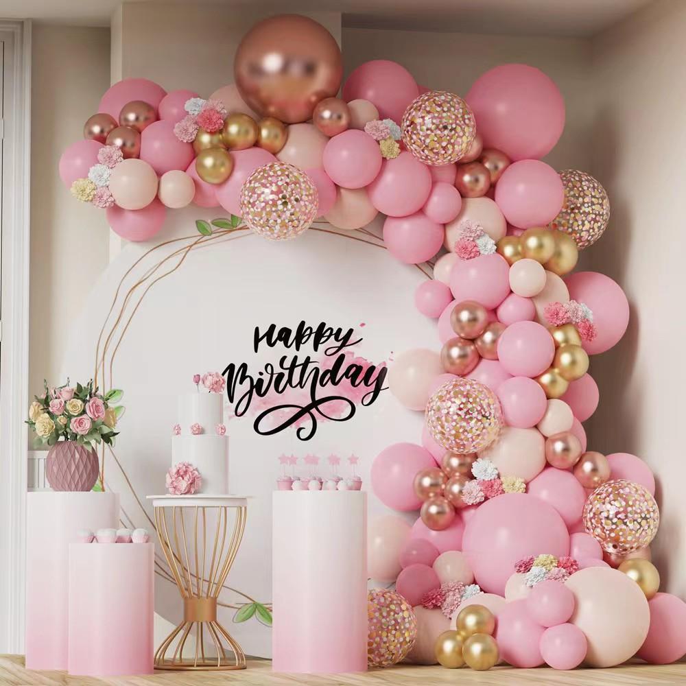 Pink Balloon Chain Set, Birthday Party Supplies Latex Balloon Set, Wedding Decoration Arrangement