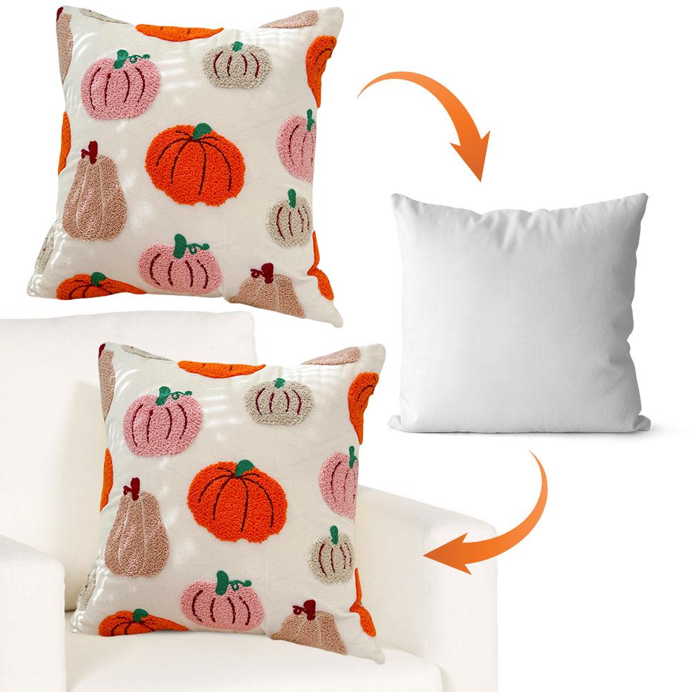 Halloween Throw Pillow Covers 45x45 Set of 2 Pumpkin Embroidery Pillow Cases Pumpkin Fall Throw Pillow Covers for Sofa Bed Couch