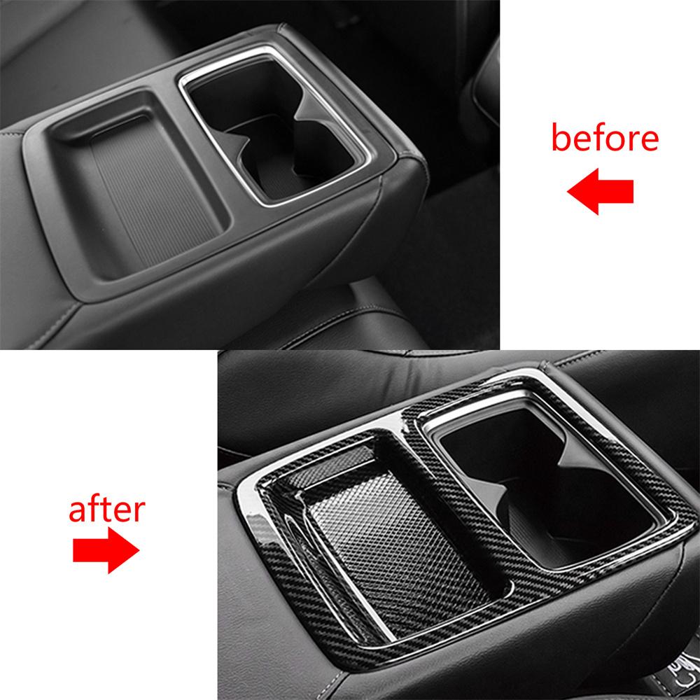 Carbon Fiber Look Car Rear Water Cup Holder Panel Cover For Honda Accord 2018-22