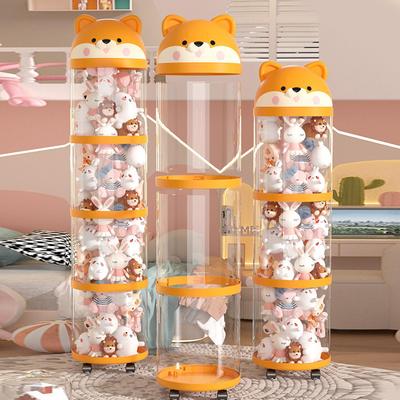 Doll Storage Box Toys Organization Plush Toy Storage Tube Transparent Storage Barrel Large Capacity Children's Toy Organizer