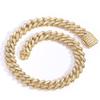 Men 16mm Square Cubic Zircon Necklace 14K Gold Plated Hip Hop Spring Buckle Cuban Link Bracelet for Man Jewelry Rapper Bracelets