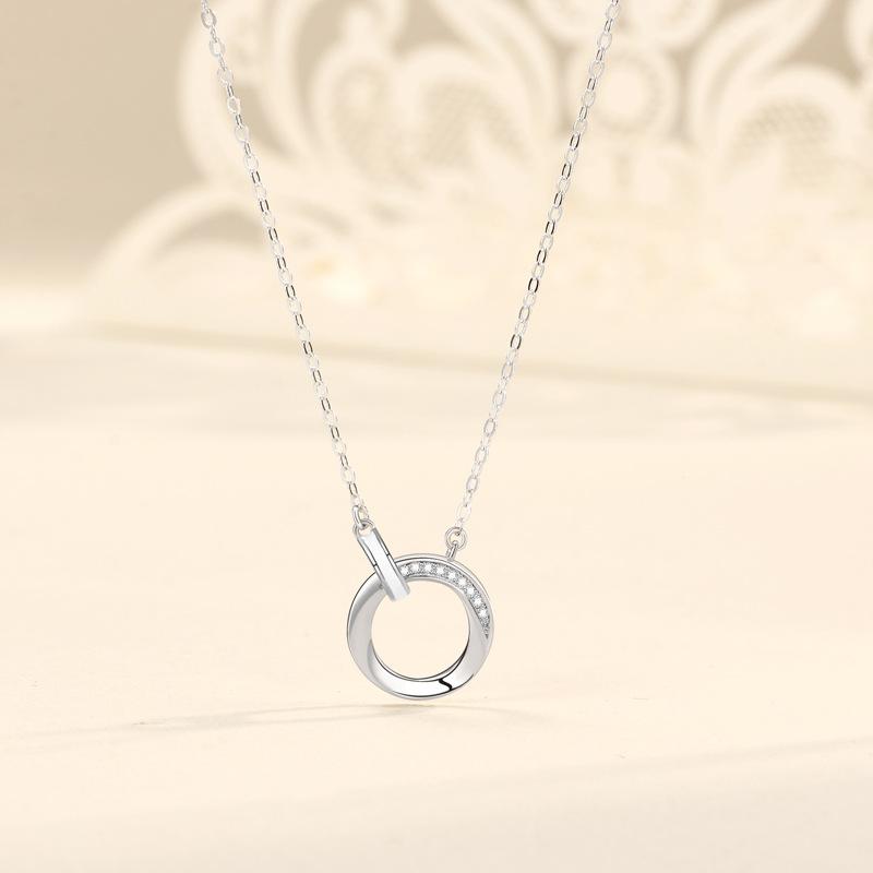 Mobius Ring Necklace Women'S Niche Exquisite Temperament Versatile Double Ring Epoxy Pendant Necklace Premium Durable