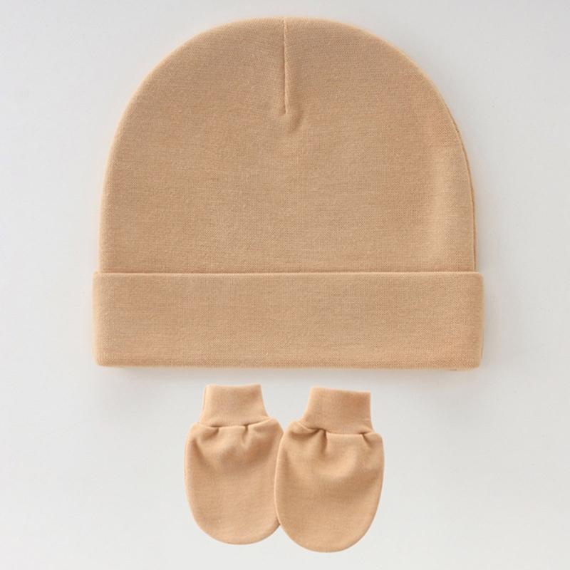 3 Set Baby Bonnet Hat Feature Foldable Cuff with Mittens Cotton Fabric Gentle On Skin Multiple Color Available
