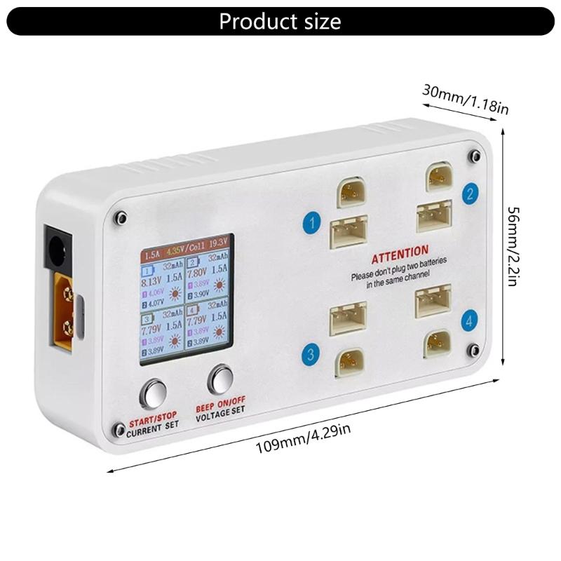 Multiple Port 2S Lipos Balance Charger For Drones Featuring Heat Dissipation And Memory Setting
