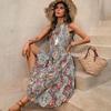 Summer Dresses for Women 2026 Boho Midi Dress Sleeveless Tie V Neck A Line Casual Beach Vacation Sundresses