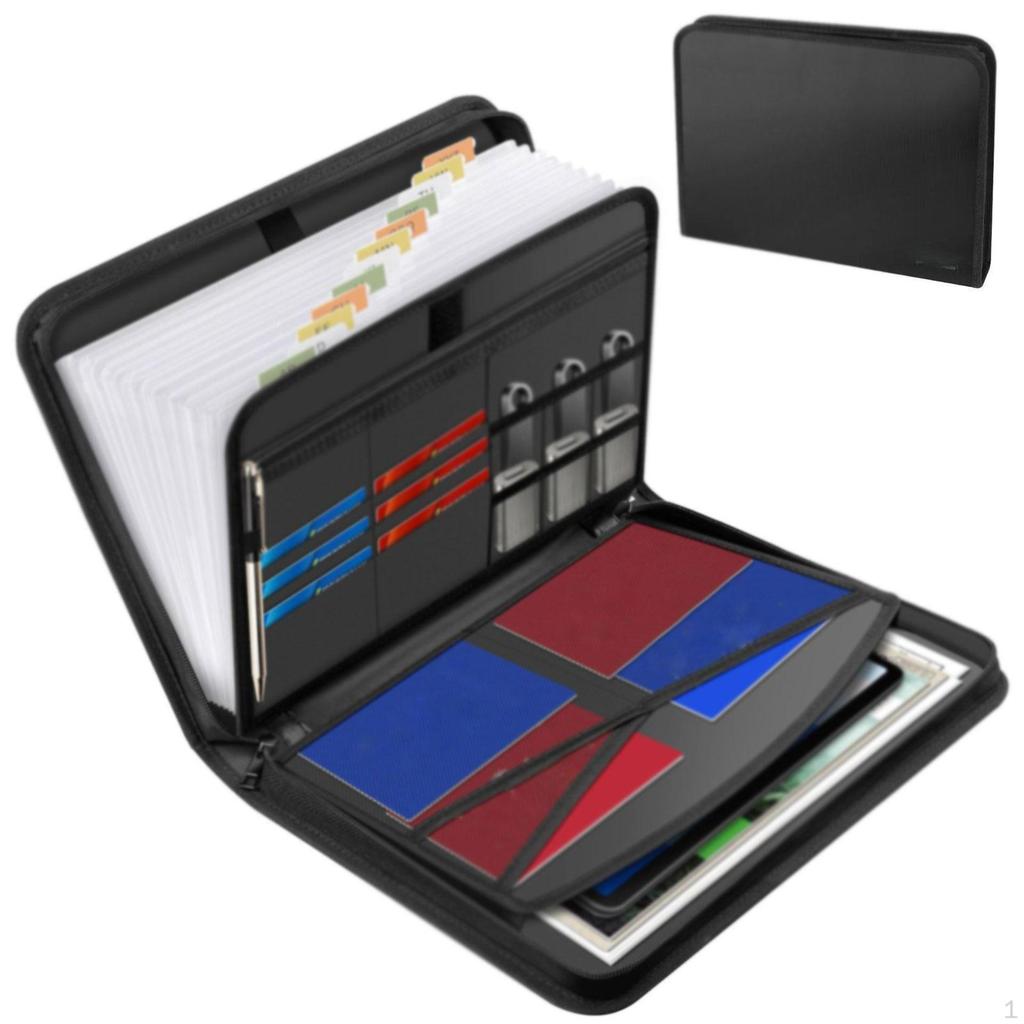 Lockable Waterproof Accordion File Organizer Accessories with Double Zippers