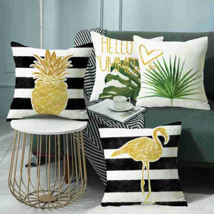 Pillow Summer Plant Pineapple Flamingo Print Car Cushion Bedside Cushion Linen Pillow Cover
