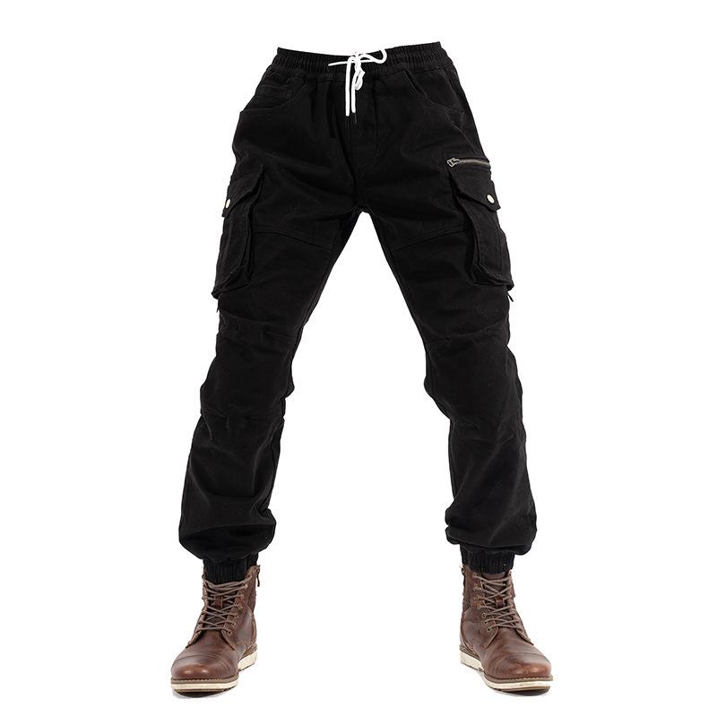 

Унисекс Мотоциклетные брюки карго прилегающего кроя с несколькими карманами и защитой от падений Large чёрный