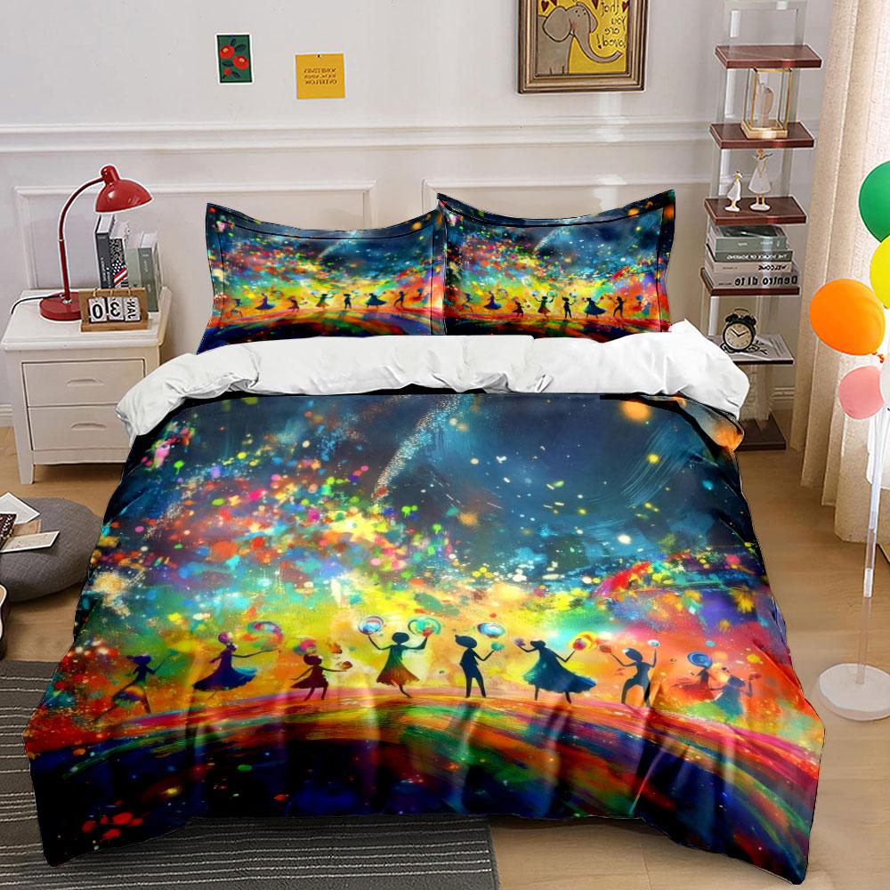 Colorful Artistic Scene Set Decorations Soft Comfortable Duvet Cover Bedding Set Included 1*Duvet Cover & 2*Pillowcases, Gift