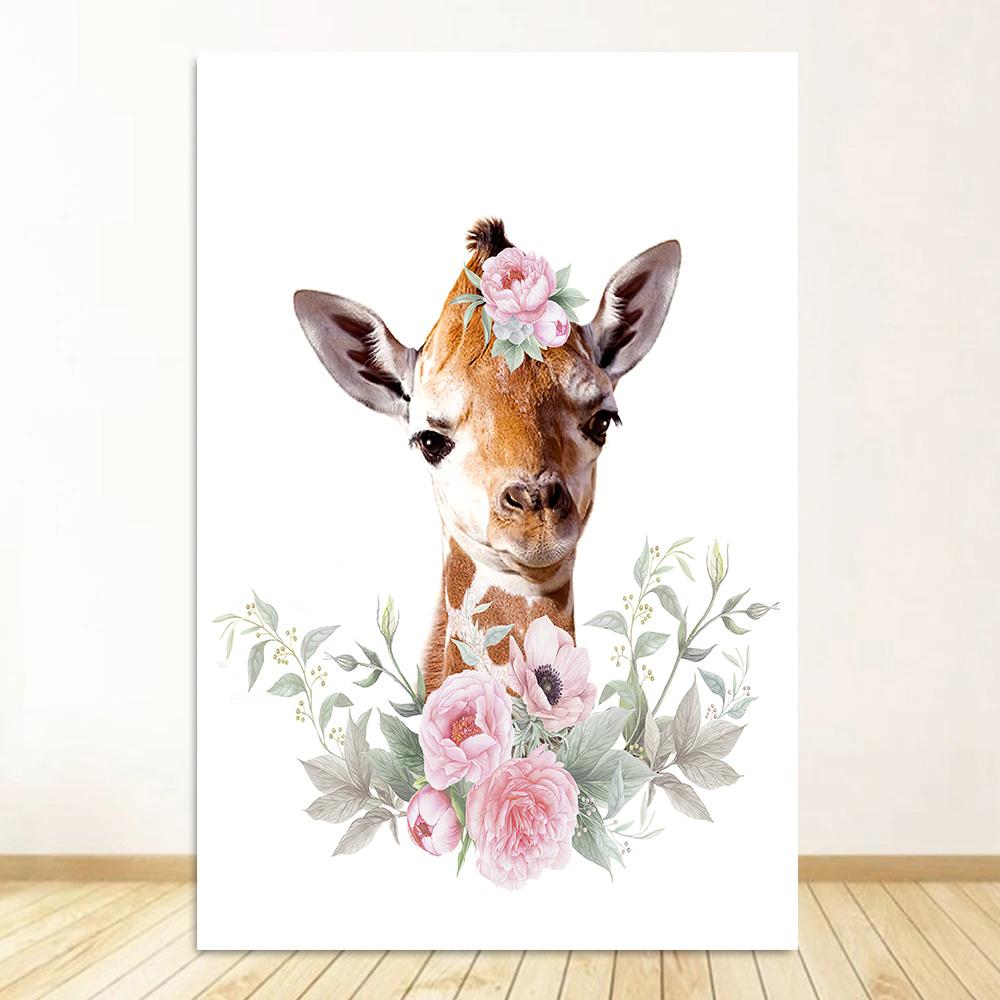 Baby Room Animal Wall Art Canvas Painting Cute Elephant Lion Giraffe Decor Poster Child Bedroom Personalised Kids Picture Decor