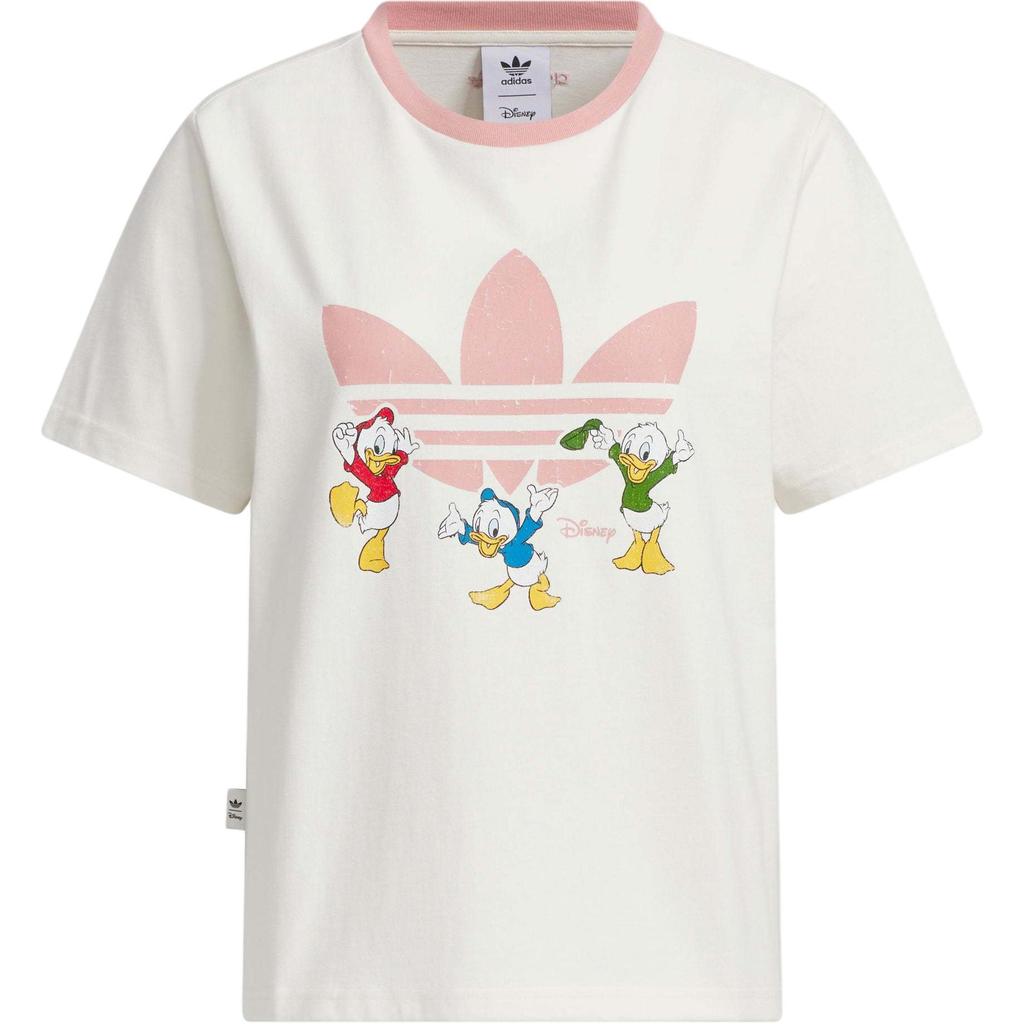 Adidas Disney Cotton Print Sports Short Sleeve T-Shirt Women Tops White JP1428