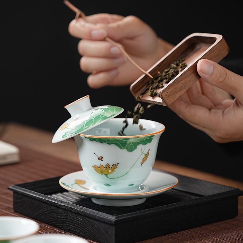 Taigu Luxury Kung Fu Tea Set with Hovering Gaiwan and Dry Brewing Tray
