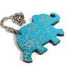 HERMES Animal Chain Bag Charm Key Holder Leather gray/blue