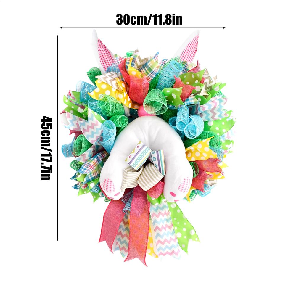 Osterhasenkranz Osterei Haustür Frühlingskränze Hasenwand Künstlicher Kranz Dekorationen für Wohnzimmer 45x30cm