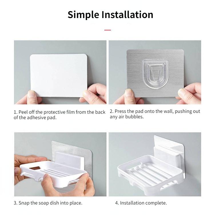 Wall-Mounted Soap Dish with Drainage - No Drilling Required Strong Adhesive, No-Trace Soap Holder (1 Piece)