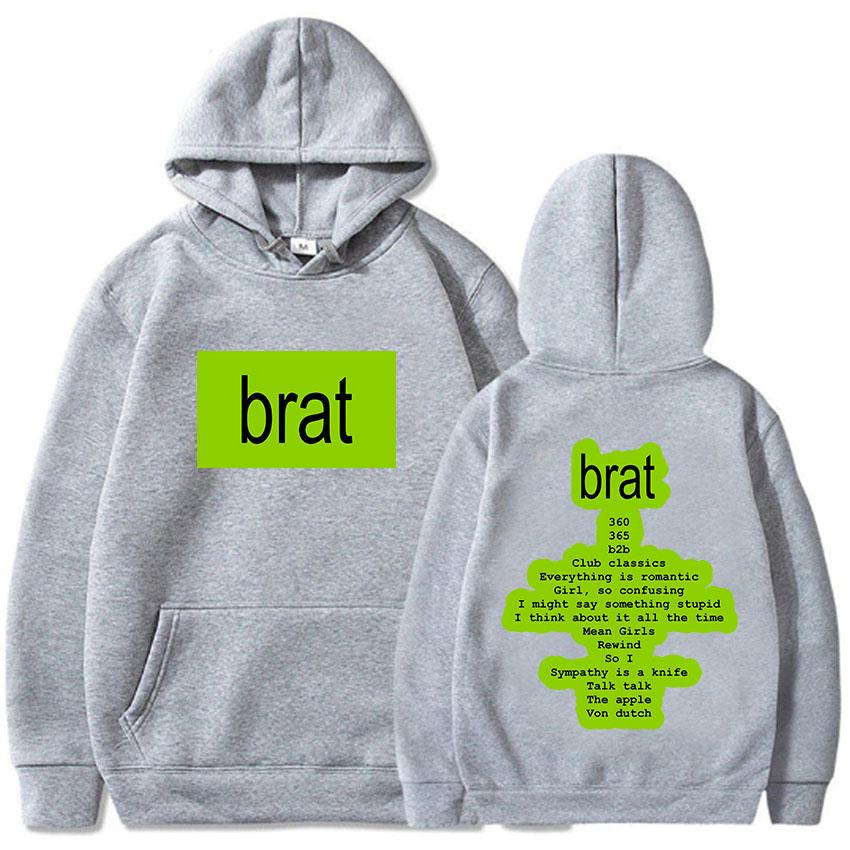 Charli XCX Singer Printing Hoodies Album Brat Graphic Hooded Sweatshirts Sudaderas Con Capucha Long Sleeve Casual Men Hoody