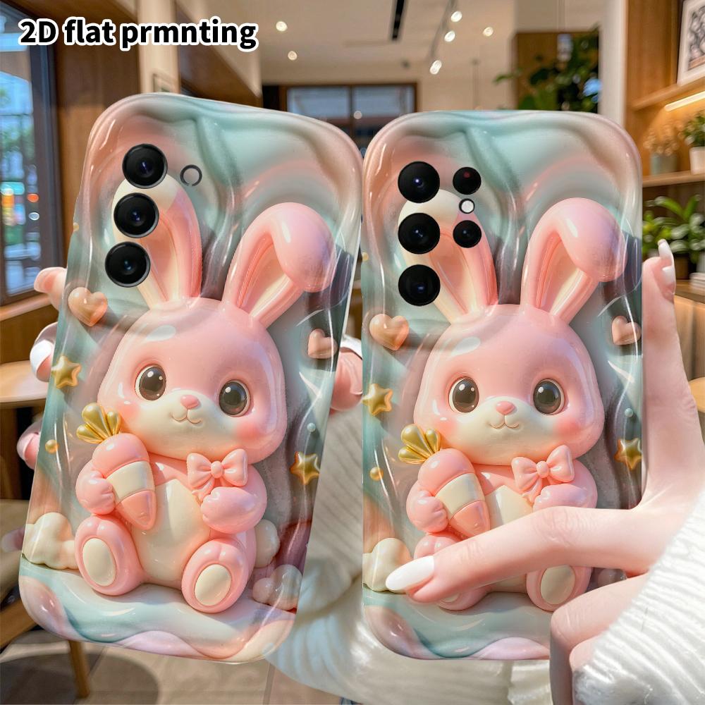 Phone Case: 2D Flat, Suitable for Samsung Galaxy A34 A35 M05 M06 S20 S22 S21 FE Plus 5G, Pink Little Bunny, Perfect Christmas and Halloween Holiday Gi