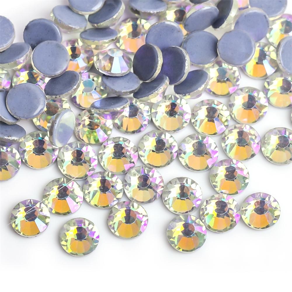 SS6-SS30 40 Farben Crystal AB Better DMC Hot Fix Strasssteine, Glas-Strasssteine zum Aufbügeln, zum Nähen und für Stoffdekorationen