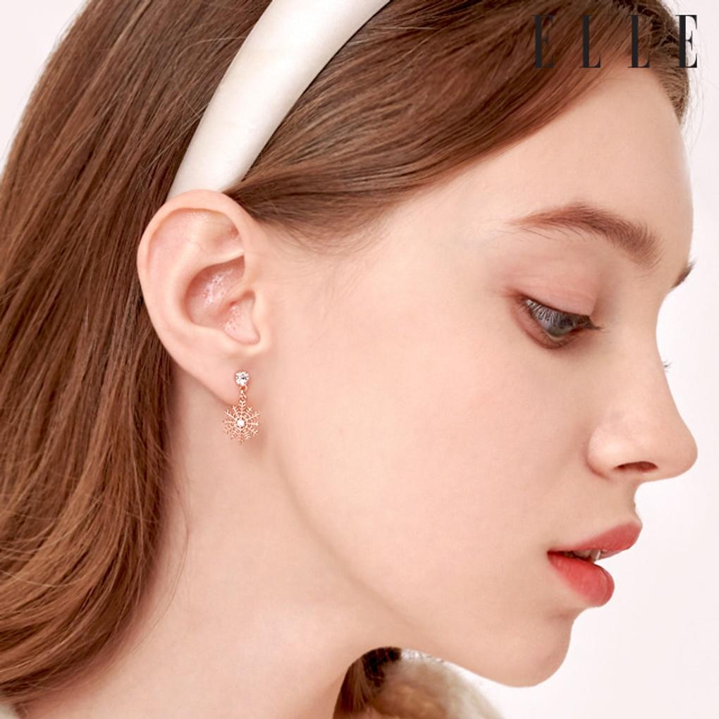 14K Schnee Bling Ohrringe (Goldene Anstecknadel) ELGPEE419