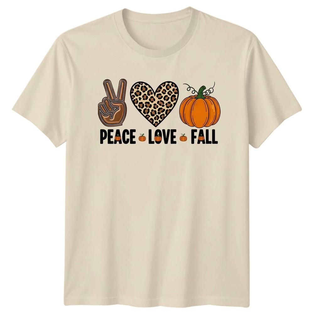Peace Love Fall Unisexs TShirt Autumn Seasonal Gift For Her