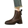 Retro velvet warm versatile short boots women's autumn and winter new square head soft leather soft sole temperament Martin boots
