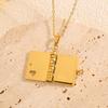 Metal Women's Sweater Chain Stainless Steel Lovers Choker Necklace Book Pendant Necklace  Girls