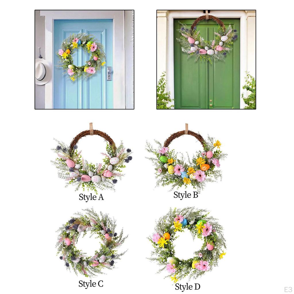 Artificial Easter Egg Wreath , Spring ,Silk Flower Garland for Front Door