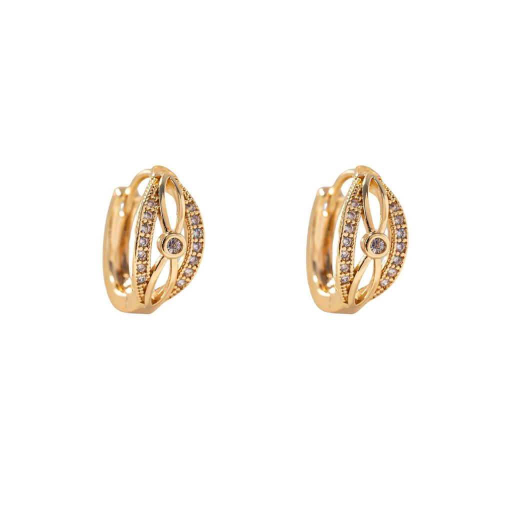 Cross Fashion Light Luxury Zirconia Petal Earrings