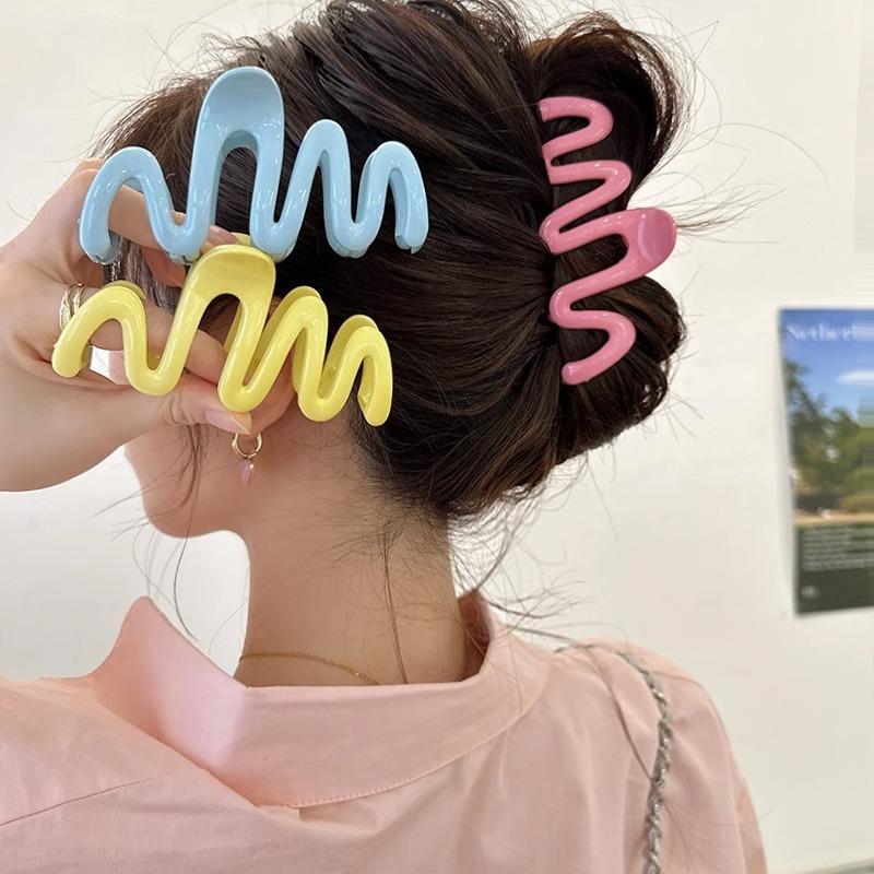 Jelly Colored Wave Hair Claw Hairpin Women Girls Fashion Design Korean Sweet Simple Irregular Hair Clip Headwear