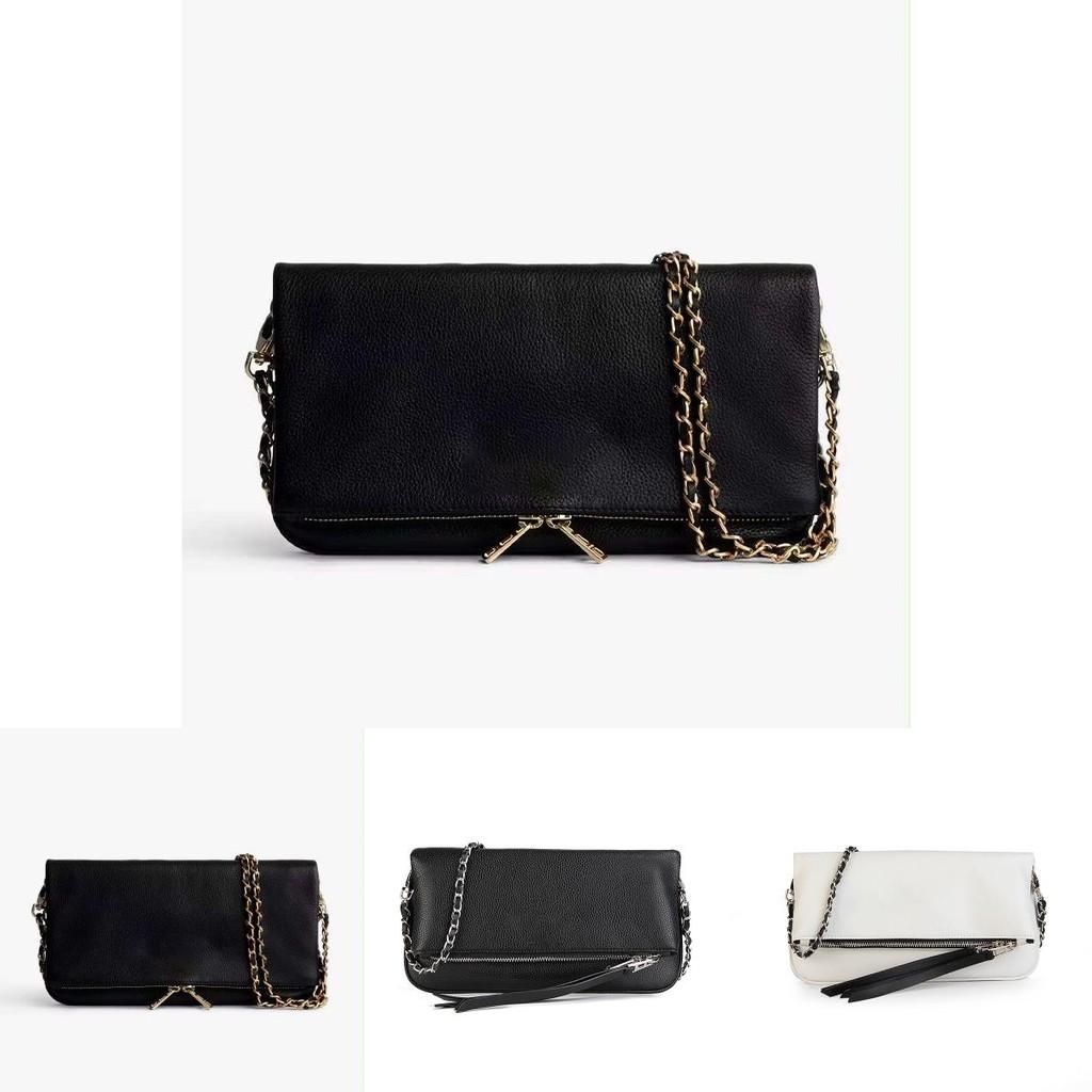 Solid Color Crossbody Bag With Chain And Foldable Design For Women