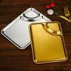 Fruit Dumplings Snack Vinegar Dish Food Tableware Container Korean Gold Dinnerware Rectangle Stainless Steel Sauce Dipping Tray